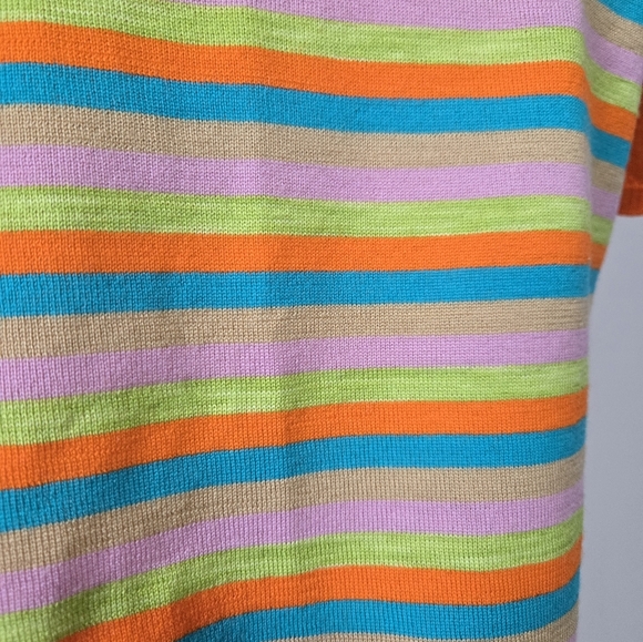 LIVIA VANEZETTI ITALY Wool/ Cashmere/Silk Orange Short Sleeve Top,Striped Back.M - Picture 6 of 12